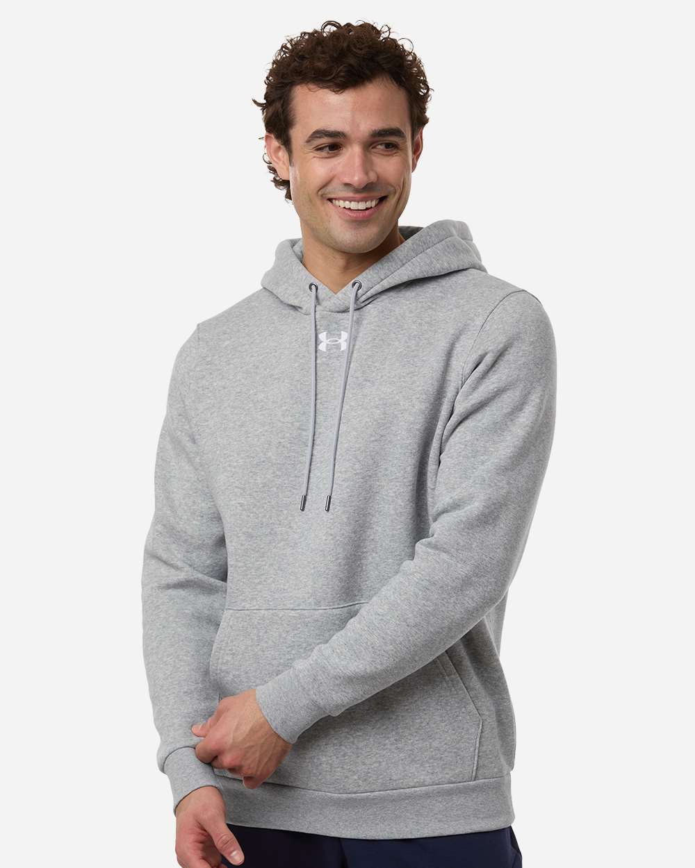 Under Armour Men's Team Icon Fleece Hooded Sweatshirt in Mod Grey Light Heather/ White, style 6014161