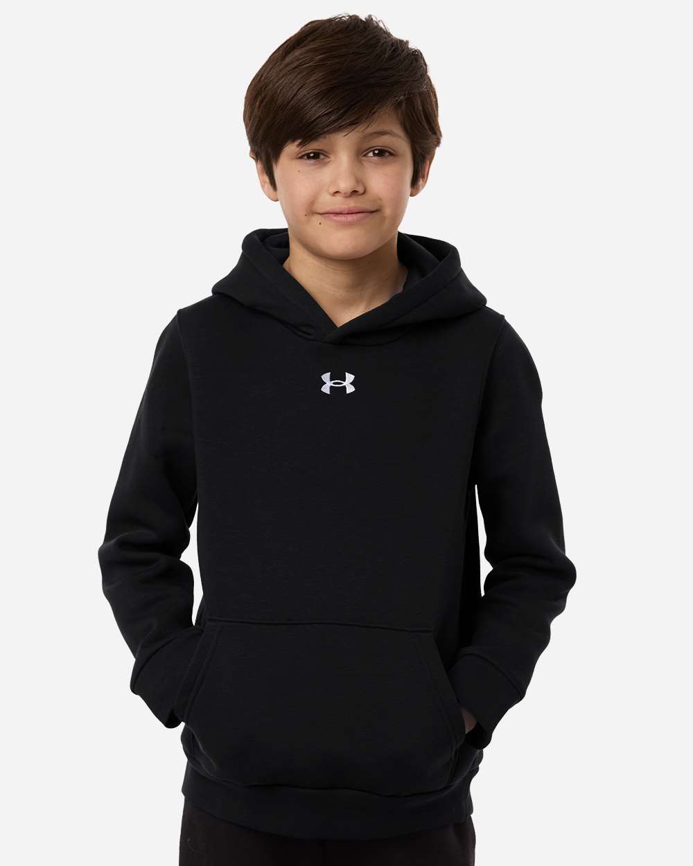 Under Armour Youth Team Icon Fleece Hooded Sweatshirt in Black/ White, style 6014162