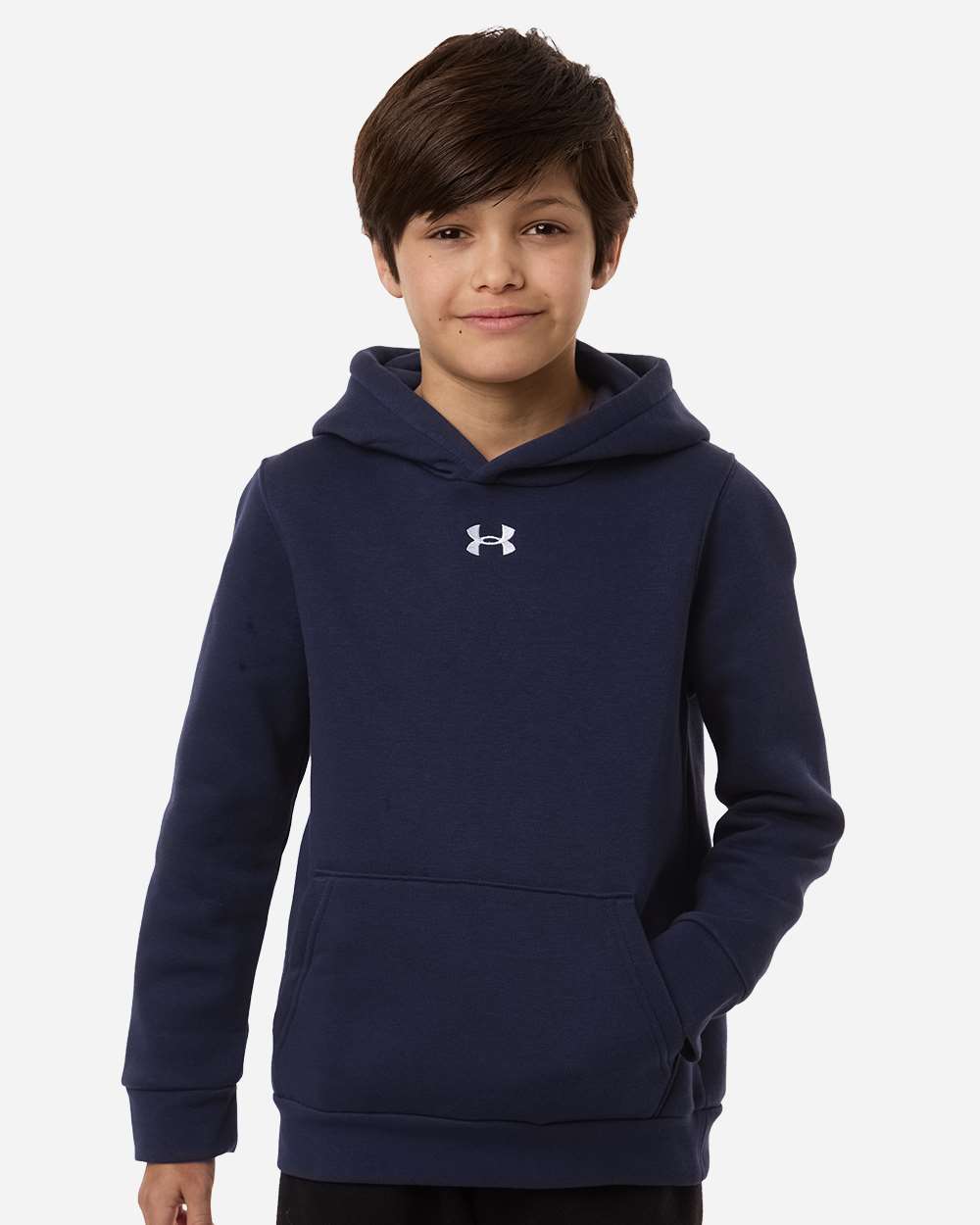 Under Armour Youth Team Icon Fleece Hooded Sweatshirt in Midnight Navy/ White , style 6014162