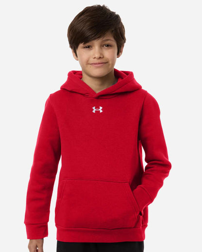 Under Armour Youth Team Icon Fleece Hooded Sweatshirt in Red/ White, style 6014162