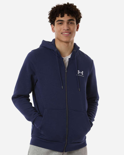 Under Armour Men's Icon Fleece Hooded Full-Zip in Midnight Navy/ White , style 1373881