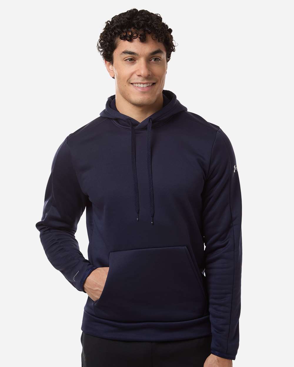 Under Armour Men's Armour Fleece Pro Hooded Sweatshirt in Midnight Navy/ White, style 6010164