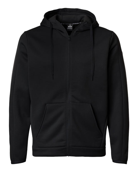 Under Armour Men's Armour Fleece Pro Hooded Full-Zip in Black/ White, style 6010886