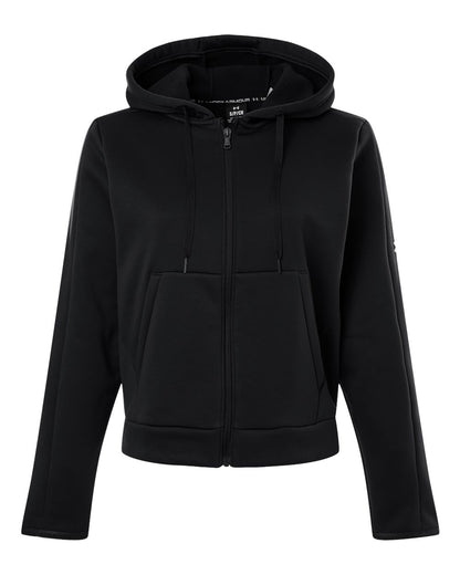 Under Armour Women's Armour Fleece Pro Hooded Full-Zip in Black/ White, style 6010941