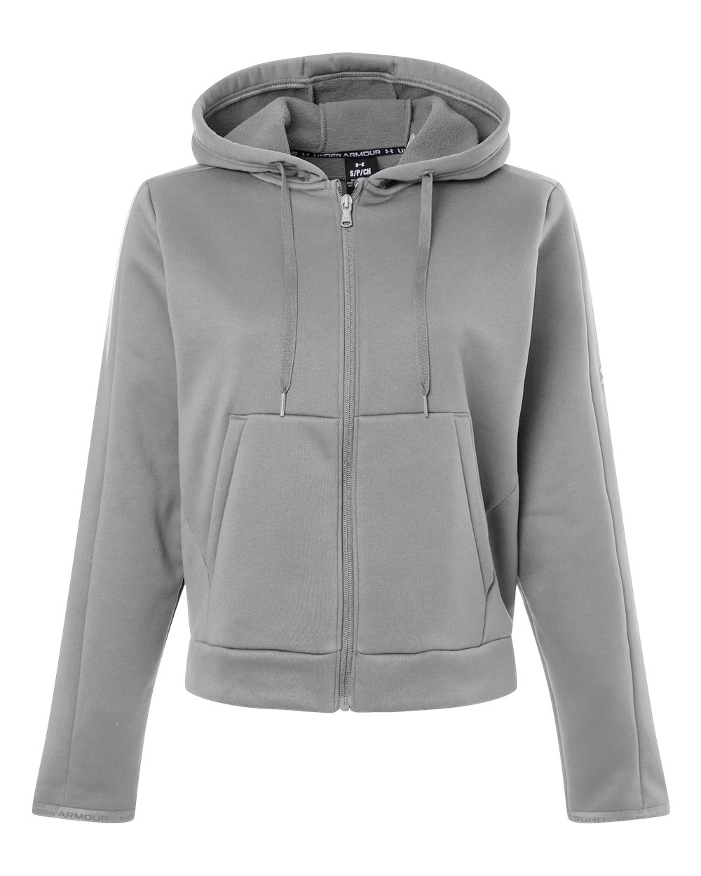 Under Armour Women's Armour Fleece Pro Hooded Full-Zip in Mod Grey/ White, style 6010941