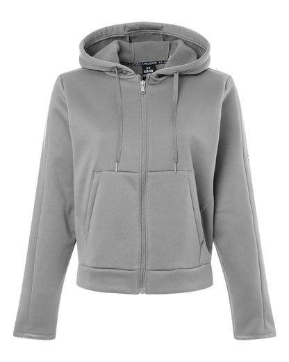 Under Armour Women's Armour Fleece Pro Hooded Full-Zip in Mod Grey/ White, style 6010941