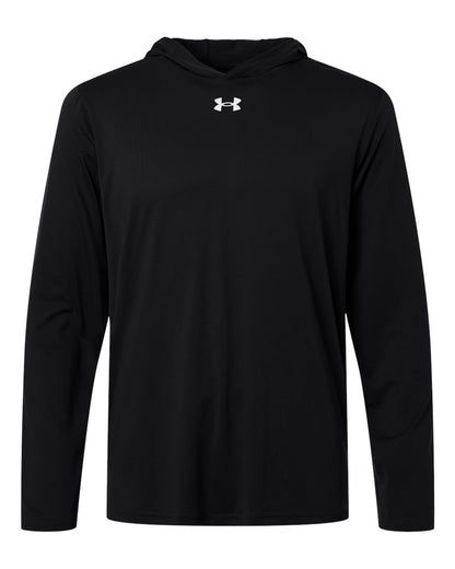 Under Armour Men's Team Vanish Hooded Long Sleeve T-Shirt blank in Black/ White, style 6014164