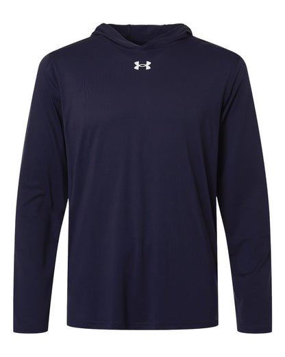 Under Armour Men's Team Vanish Hooded Long Sleeve T-Shirt blank in Midnight Navy/ White, style 6014164