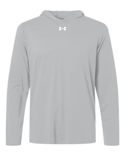 Under Armour Men's Team Vanish Hooded Long Sleeve T-Shirt blank in Mod Grey/ White, style 6014164