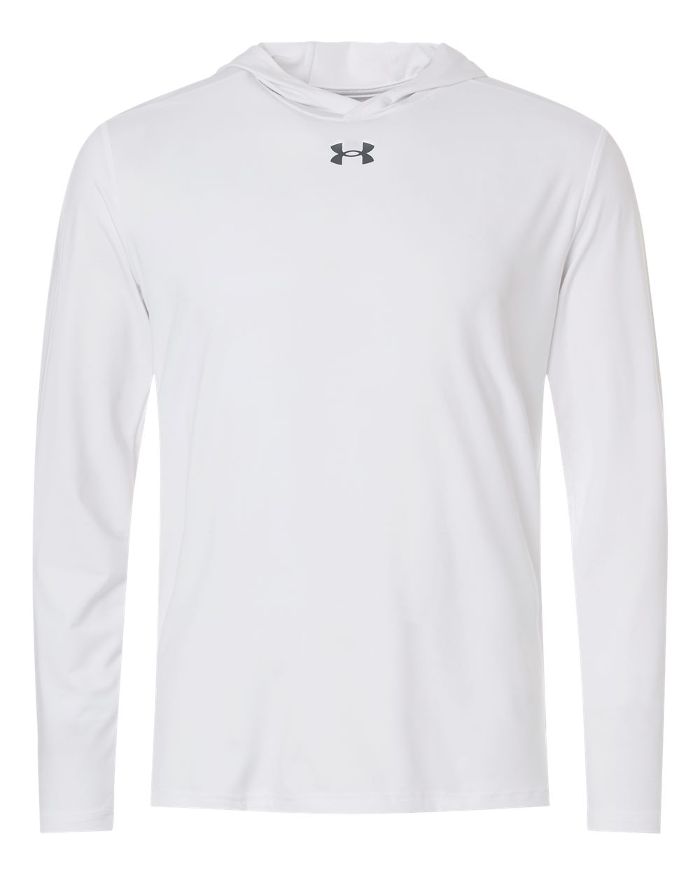 Under Armour Men's Team Vanish Hooded Long Sleeve T-Shirt blank in White/ Pitch Grey, style 6014164