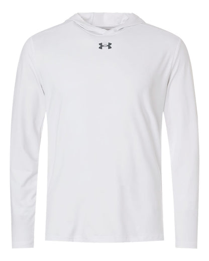 Under Armour Men's Team Vanish Hooded Long Sleeve T-Shirt blank in White/ Pitch Grey, style 6014164