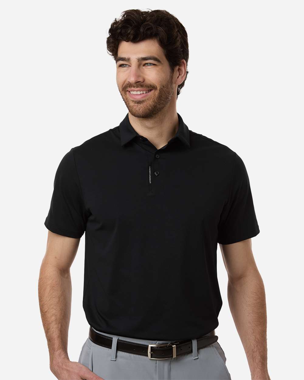 Under Armour Men's Drive Bonded Polo in Black/ Steel, style 6009652