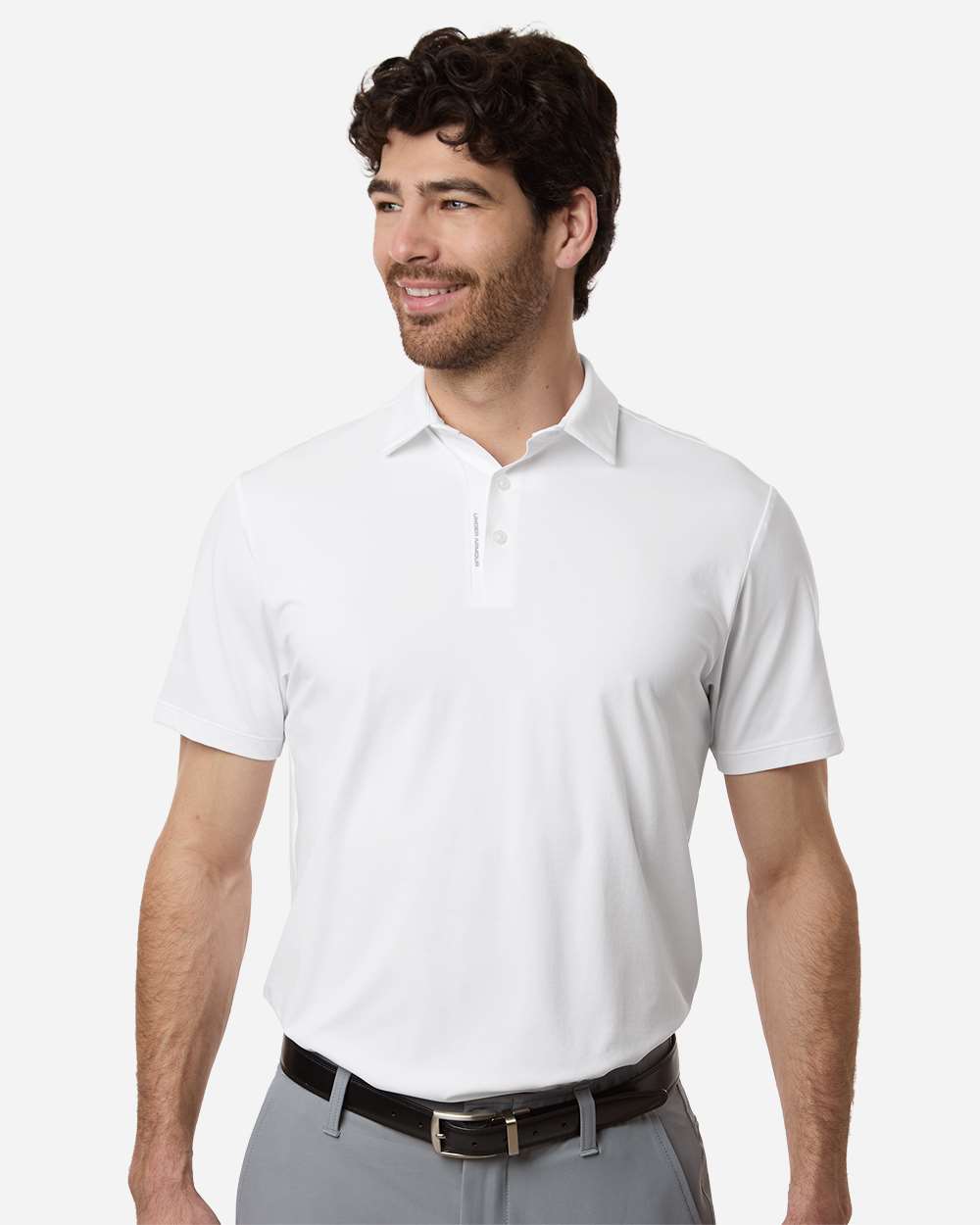 Under Armour Men's Drive Bonded Polo in White/ Halo Grey, style 6009652