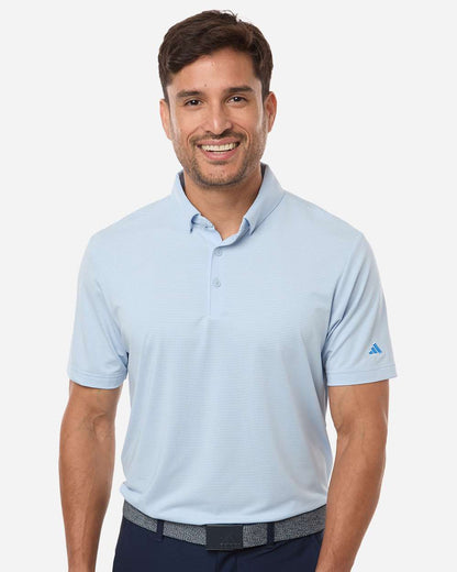 adidas Men's Ultimate365 Pencil Stripe Climacool Polo in Crystal Sky/ Lucid Ray Blue, style A2026