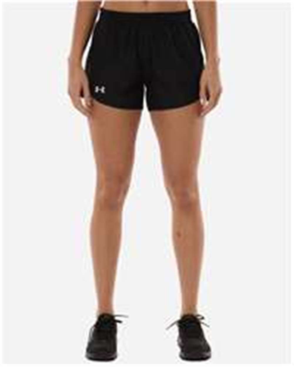Under Armour Women's Fly-By Unlined 3" Short in Black/ Black/ White, style 1382968