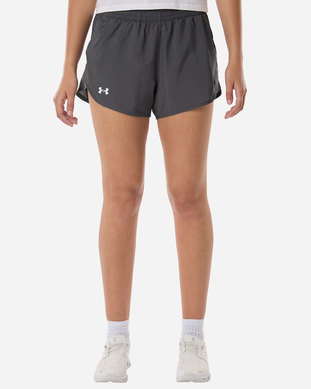 Under Armour Women's Fly-By Unlined 3" Short in Castlerock/ Castlerock/ White, style 1382968