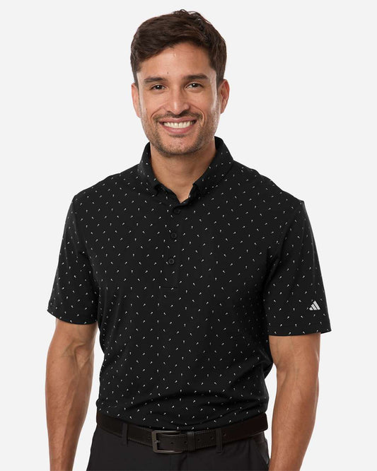 adidas Men's Ultimate365 Micro Print Polo in Black, style A2028