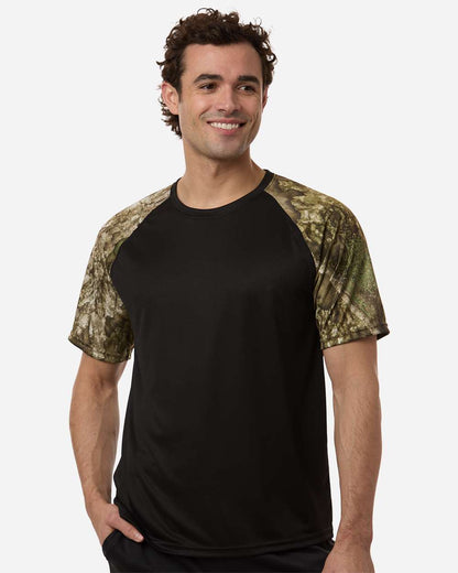 Realtree Unisex Realtree Performance Colorblock T-Shirt in Camo/ Black, style RT2103
