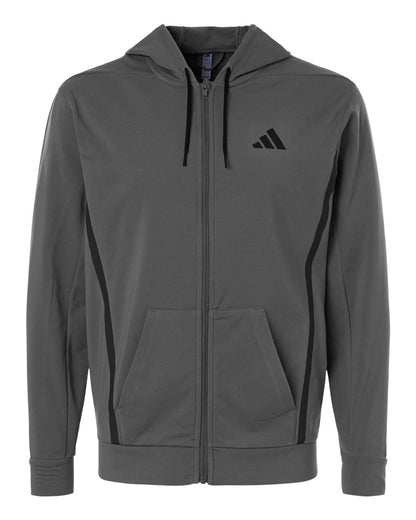 adidas Men's Game and Go Fleece Full-Zip Hooded Sweatshirt blank in Team Grey Four, style AT208