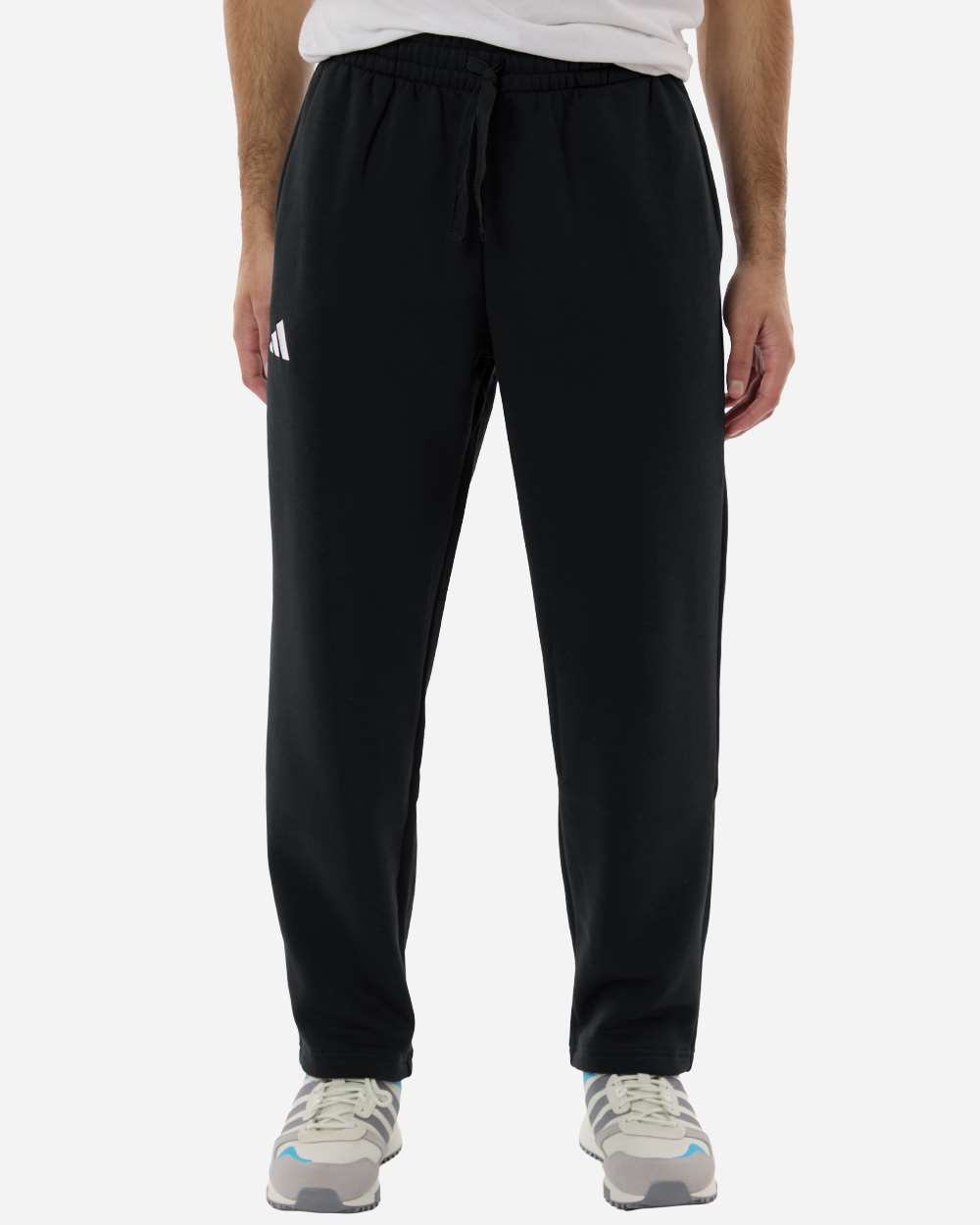 adidas Men's Fleece Sweatpants in Black/ White, style AT215