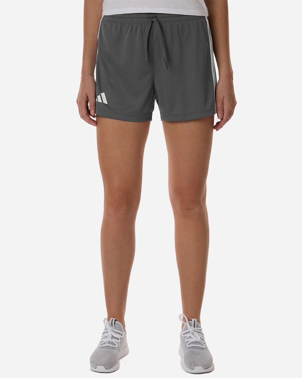 adidas Women's 3-Stripes 3" Shorts in Team Grey Four/ White, style AT301