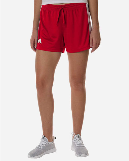 adidas Women's 3-Stripes 3" Shorts in Team Power Red/ White, style AT301