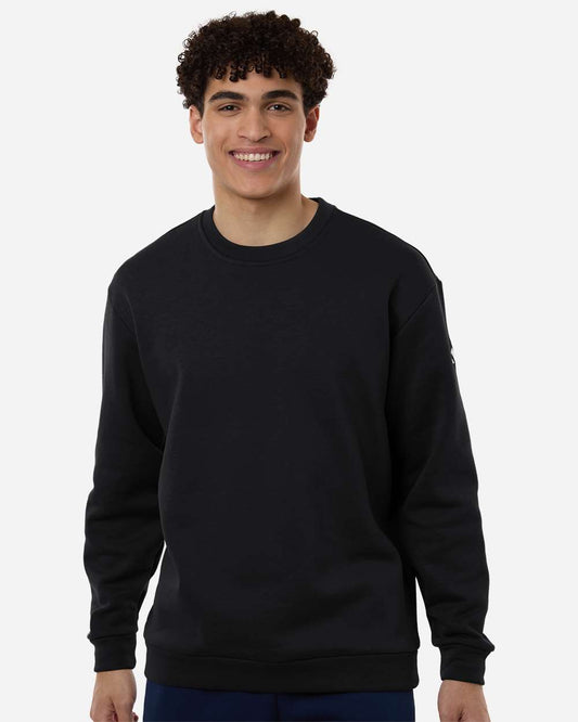 adidas Men's Fleece Crewneck Sweatshirt in Black/ White, style AT200