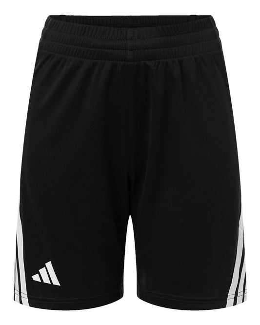 adidas Youth 3-Stripes 7" Shorts in Black/ White, style AT302