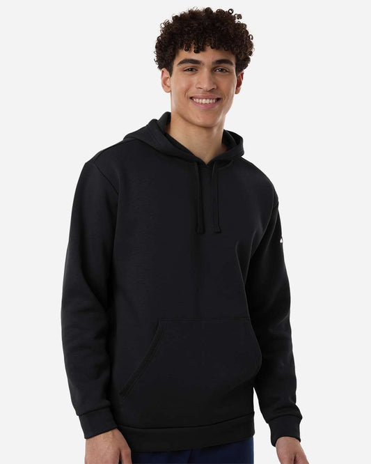 adidas Men's Fleece Hooded Sweatshirt in Black/ White, style AT203