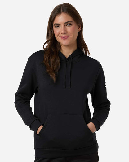 adidas Women's Fleece Hooded Sweatshirt in Black/ White, style AT204