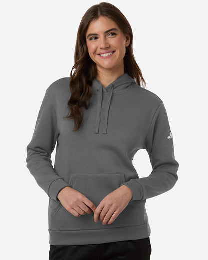 adidas Women's Fleece Hooded Sweatshirt in Team Grey Four/ White, style AT204