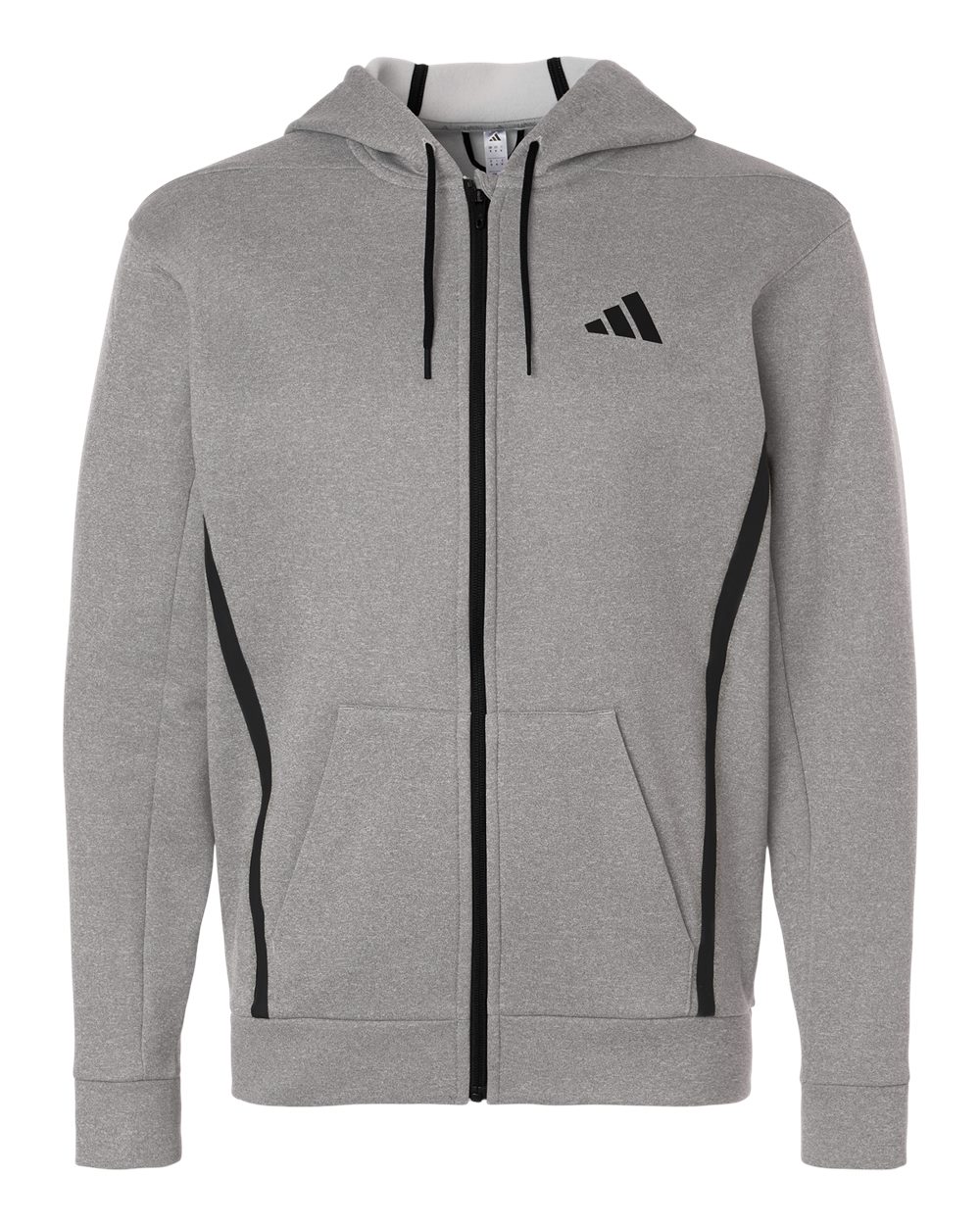 adidas Men's Game and Go Fleece Full-Zip Hooded Sweatshirt blank in Medium Grey Heather, style AT208