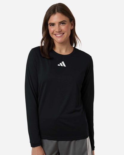 adidas Women's Pregame Long Sleeve T-Shirt in Black/ White, style AT105