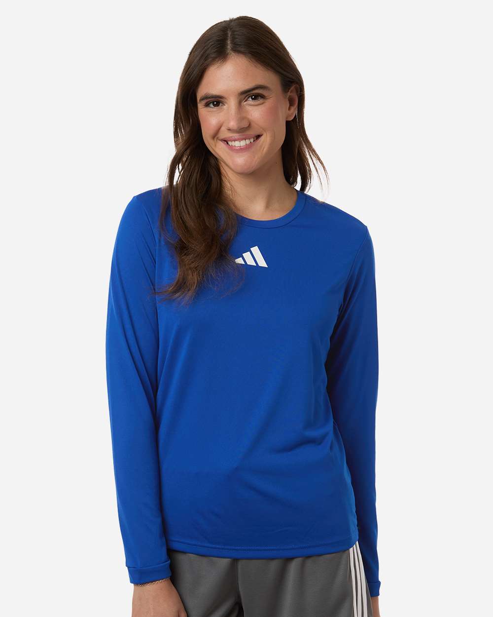 adidas Women's Pregame Long Sleeve T-Shirt in Team Royal Blue/ White, style AT105