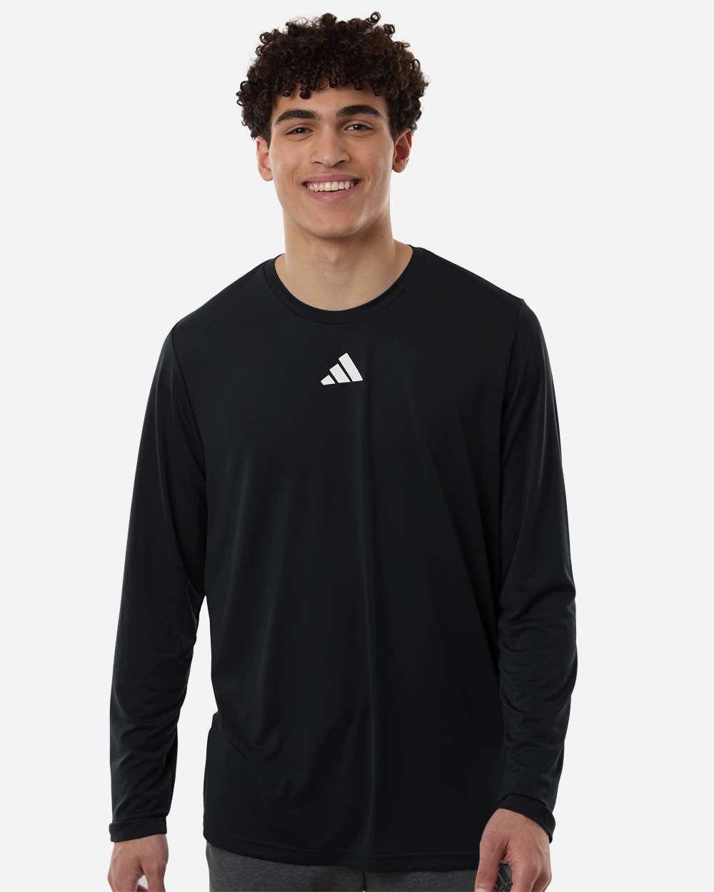 adidas Men's Pregame Long Sleeve T-Shirt in Black/ White, style AT104