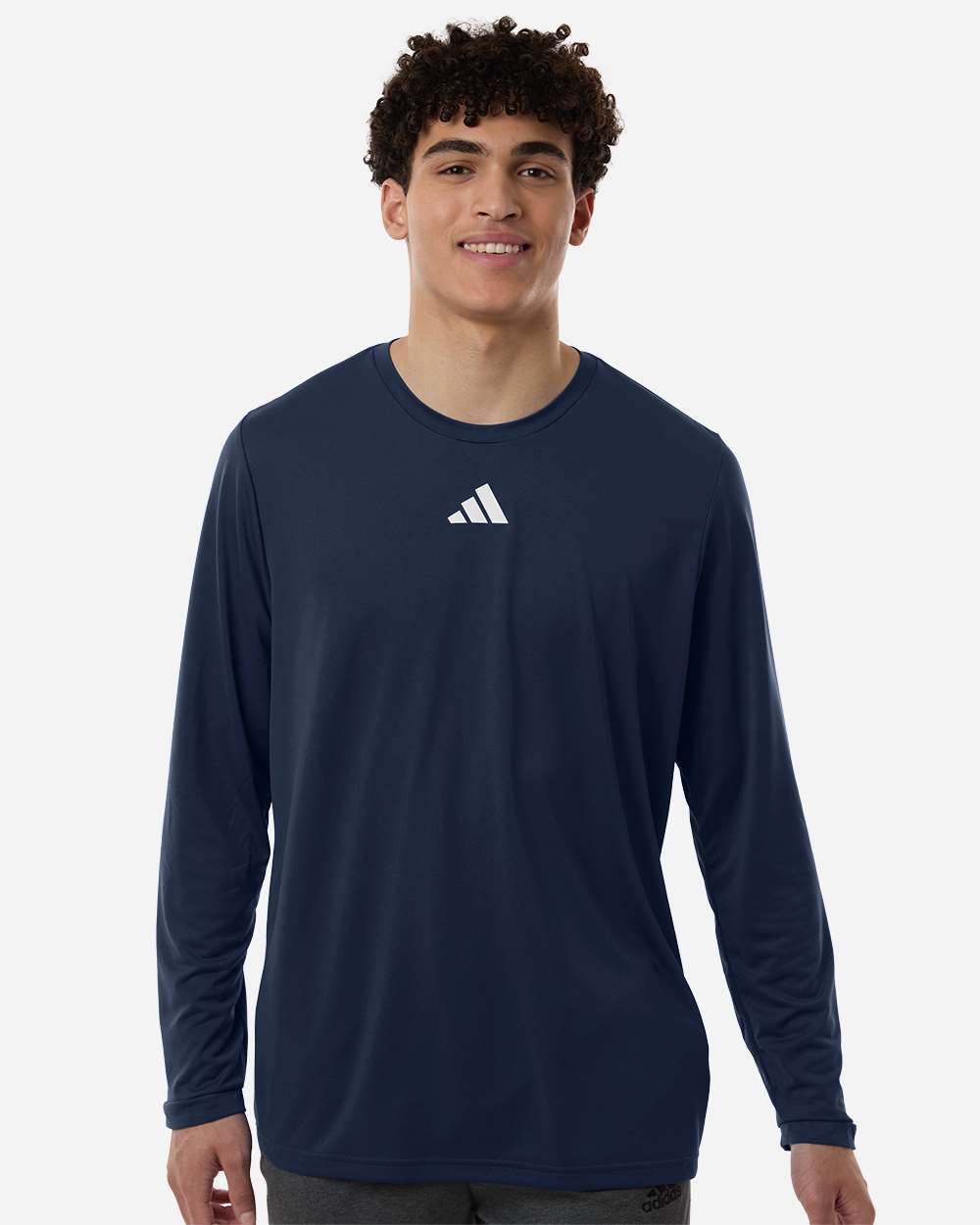 adidas Men's Pregame Long Sleeve T-Shirt in Team Navy Blue/ White, style AT104
