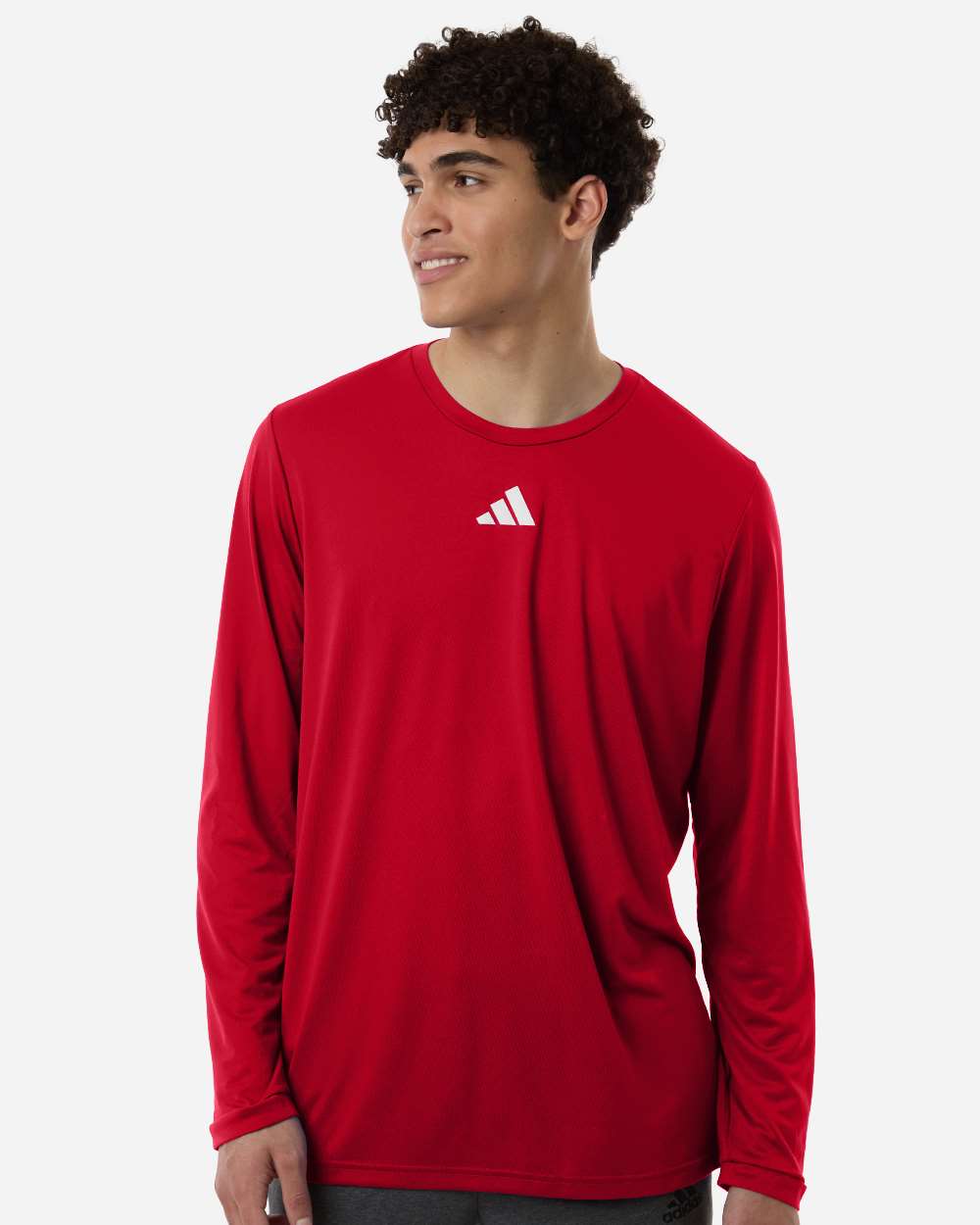 adidas Men's Pregame Long Sleeve T-Shirt in Team Power Red/ White, style AT104