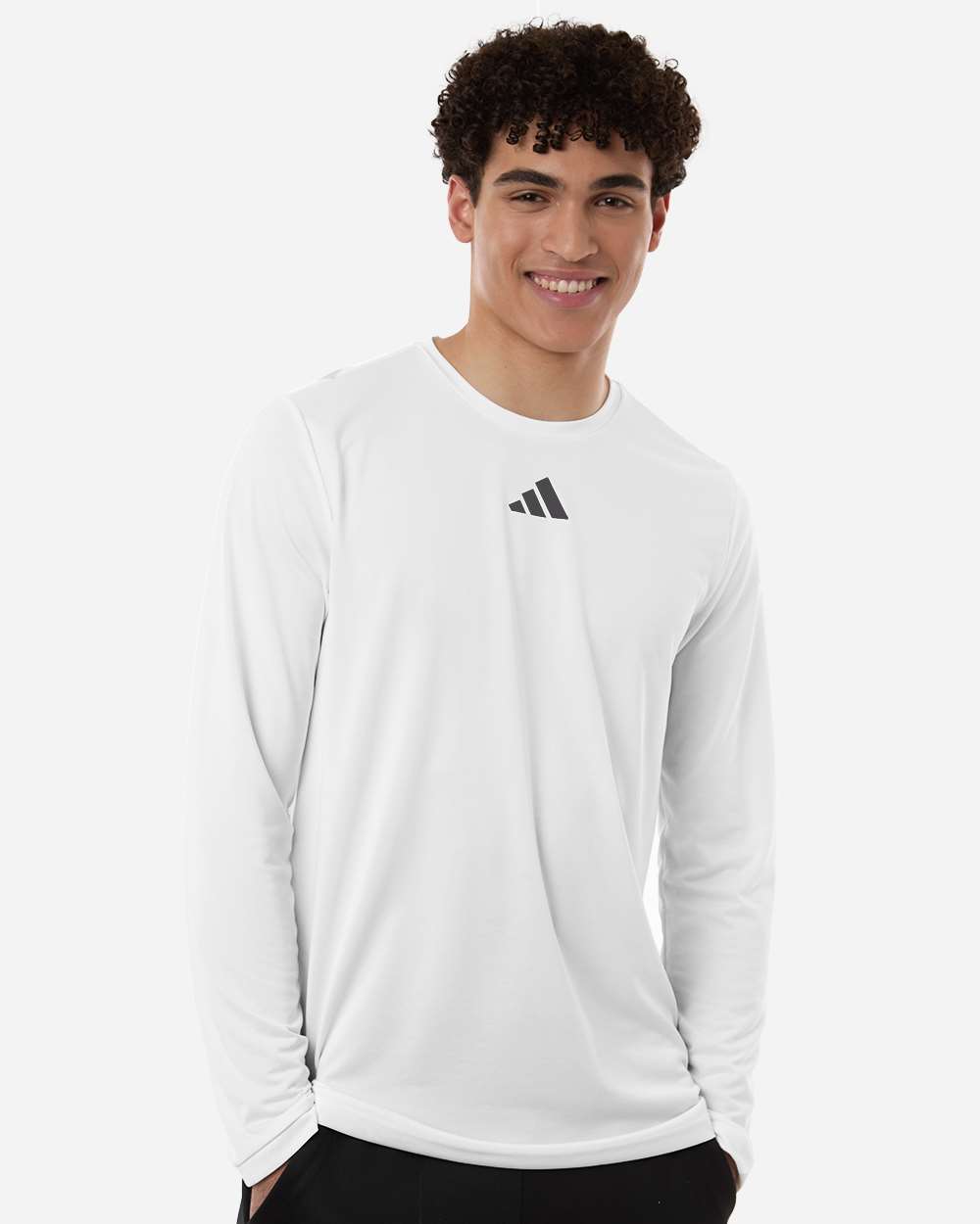 adidas Men's Pregame Long Sleeve T-Shirt in White/ Team Grey Four, style AT104