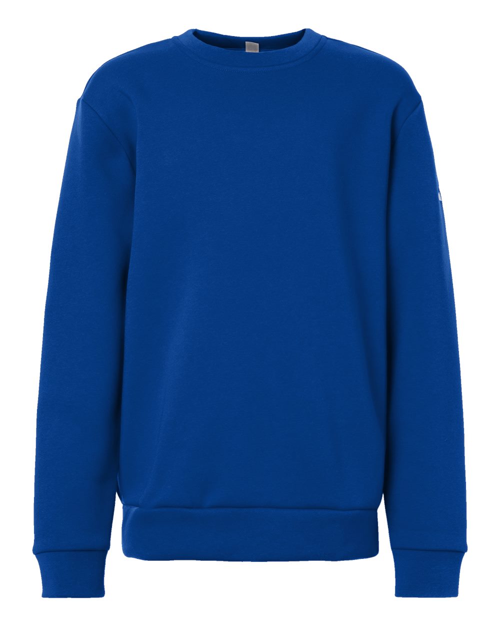 adidas Youth Fleece Crewneck Sweatshirt in Team Royal Blue/ White, style AT202