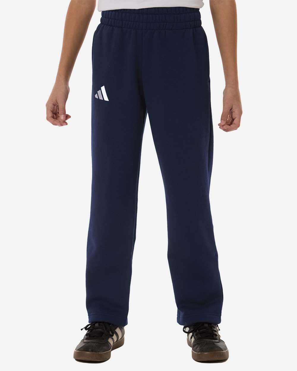 adidas Youth Fleece Sweatpants in Team Navy Blue/ White, style AT217