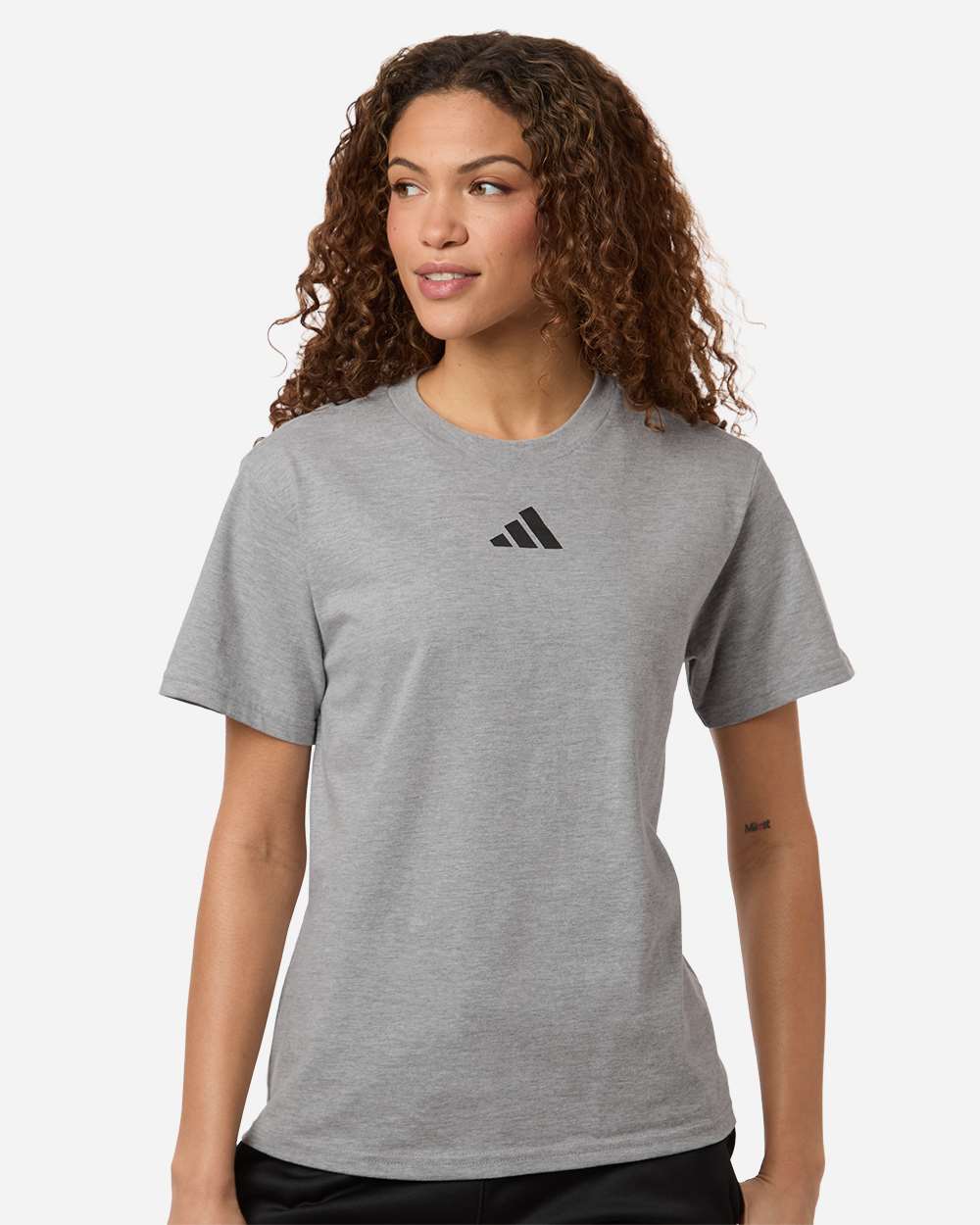 adidas Women's Fresh T-Shirt in Medium Grey Heather/ Black, style AT107