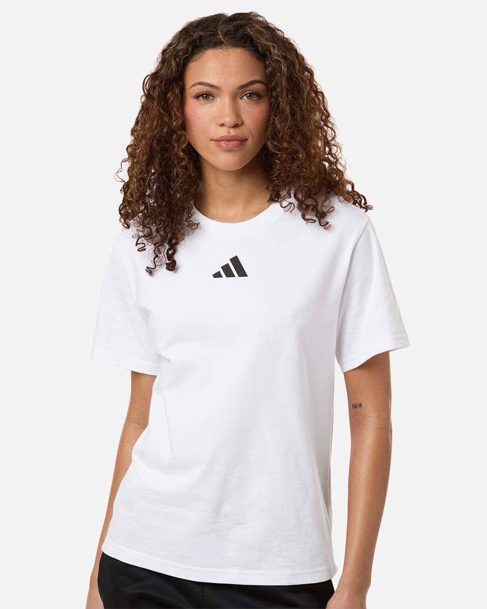 adidas Women's Fresh T-Shirt in White/ Black, style AT107