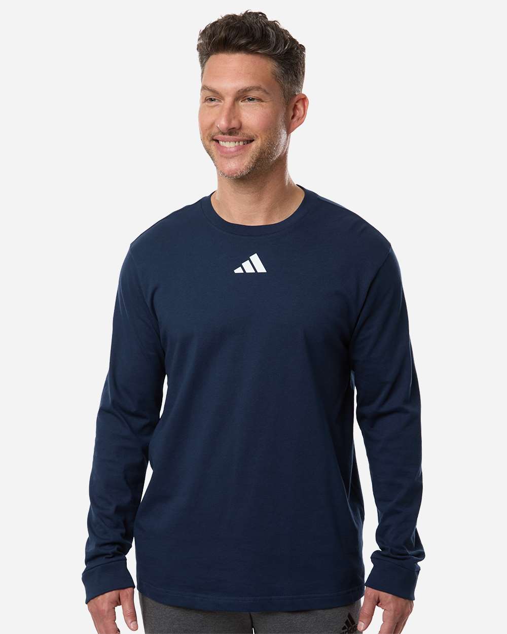 adidas Men's Fresh Long Sleeve T-Shirt in Team Navy Blue, style AT108
