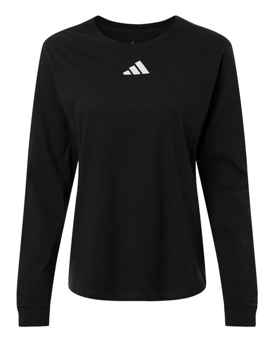 adidas Women's Fresh Long Sleeve T-Shirt in Black/ White, style AT109