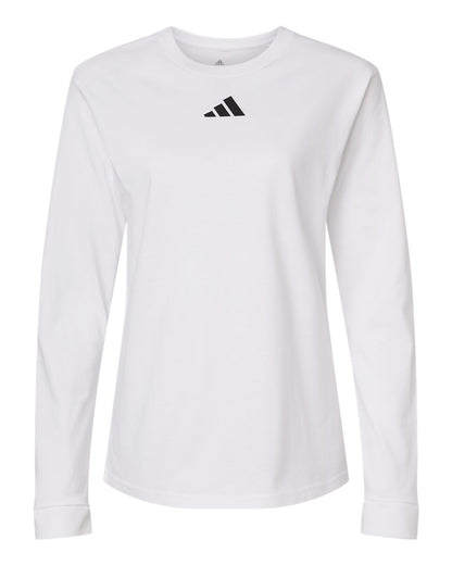 adidas Women's Fresh Long Sleeve T-Shirt in White/ Black, style AT109