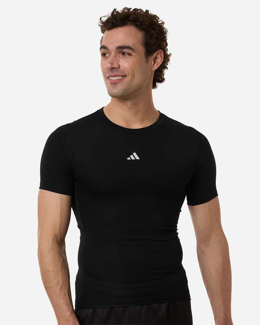 adidas Men's Techfit Compression T-Shirt in Black, style AT130