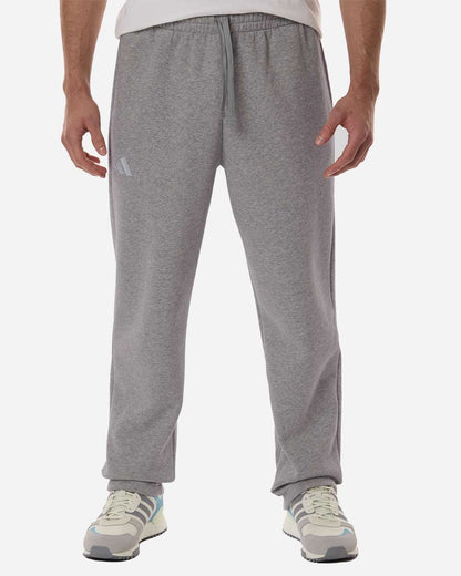 adidas Men's Fleece Sweatpants in Medium Grey Heather/ White, style AT215