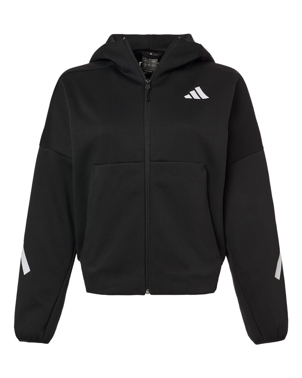 adidas Women's Z.N.E Full-Zip Hooded Sweatshirt in Black/ White, style AT221