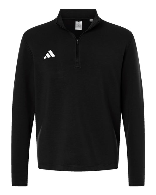 adidas Men's 3-Stripes Quarter-Zip Pullover in Black/ White, style AT400