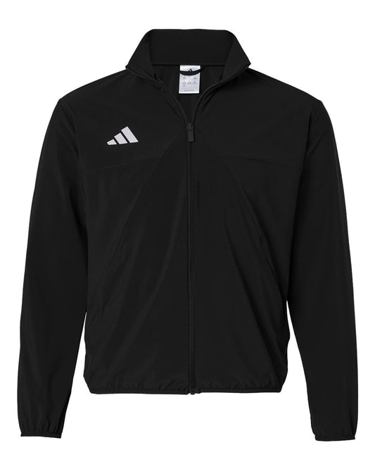 adidas Women's TIRO Woven Full-Zip Track Jacket in Black/ White, style AT501